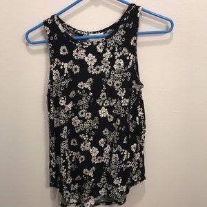 Black flowered tank top